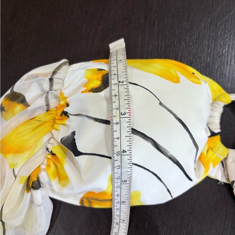 Jantez White and Yellow Floral Design Bandeau Bikini Bathing Suit Top Size 10 - Picture 13 of 13